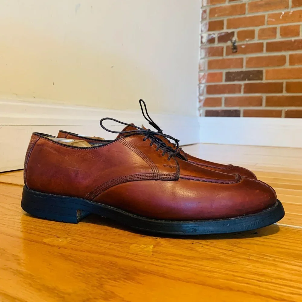 Allen Edmonds Dellwood Mens 9.5 D Brown Oxfords Split Toe Dress Shoes